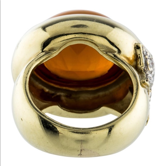 ✨14k Diamond & Cabochon Citrine Ring HEAVY - Picture 4 of 12